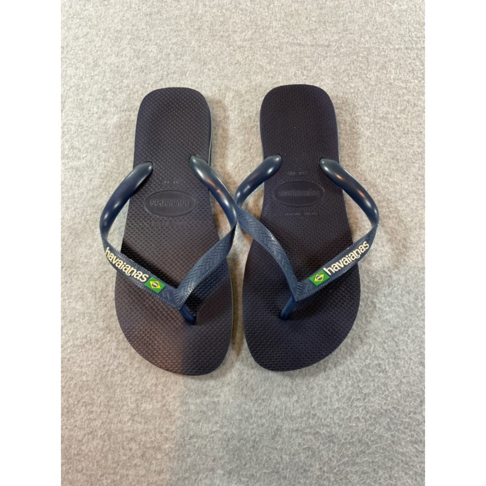 Havaianas Brazil Logo Navy Flip Flops Mens Size 13 Rubber Thong Sandals 1157